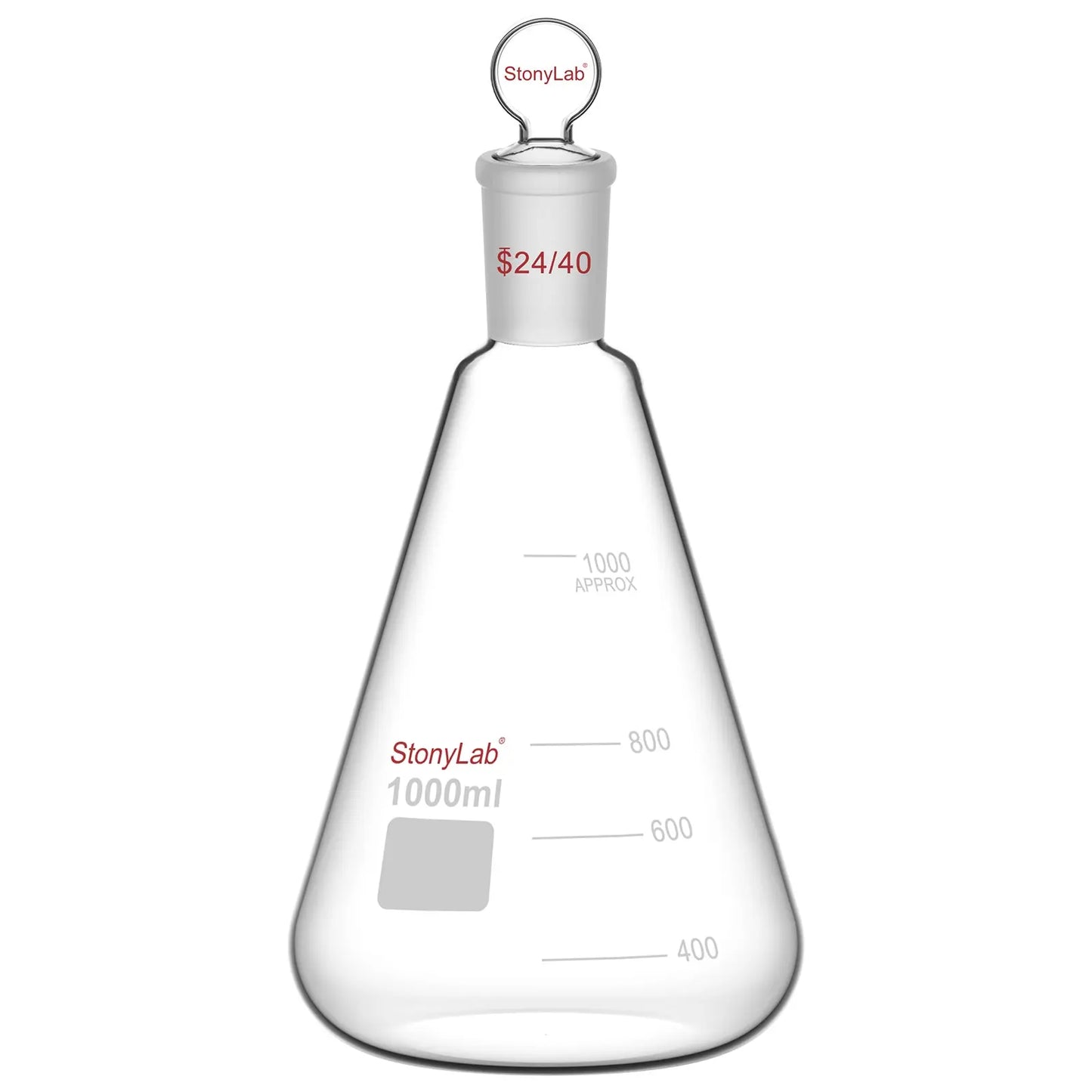 Erlenmeyer Flask with Glass Stopper, 24/40 Joint, 50-1000 ml Flasks-Erlenmeyer