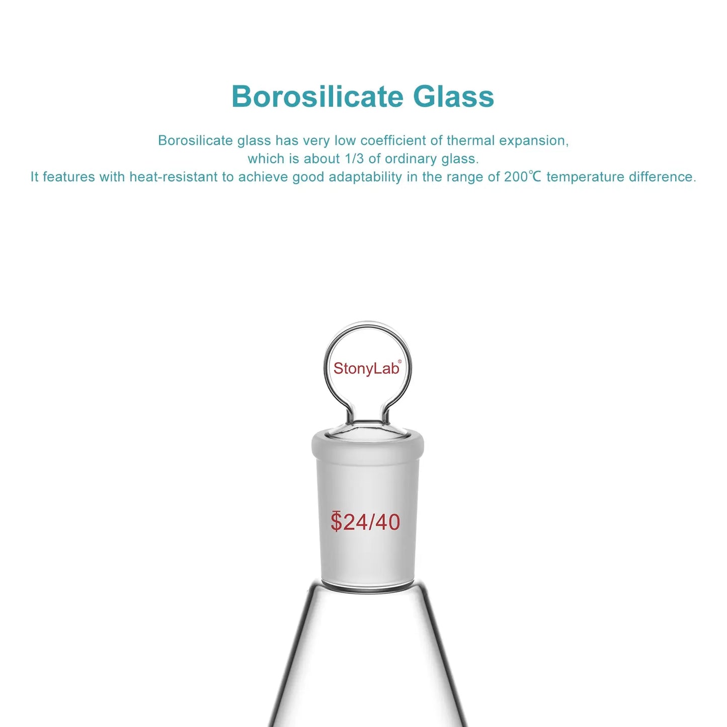 Erlenmeyer Flask with Glass Stopper, 24/40 Joint, 50-1000 ml Flasks-Erlenmeyer
