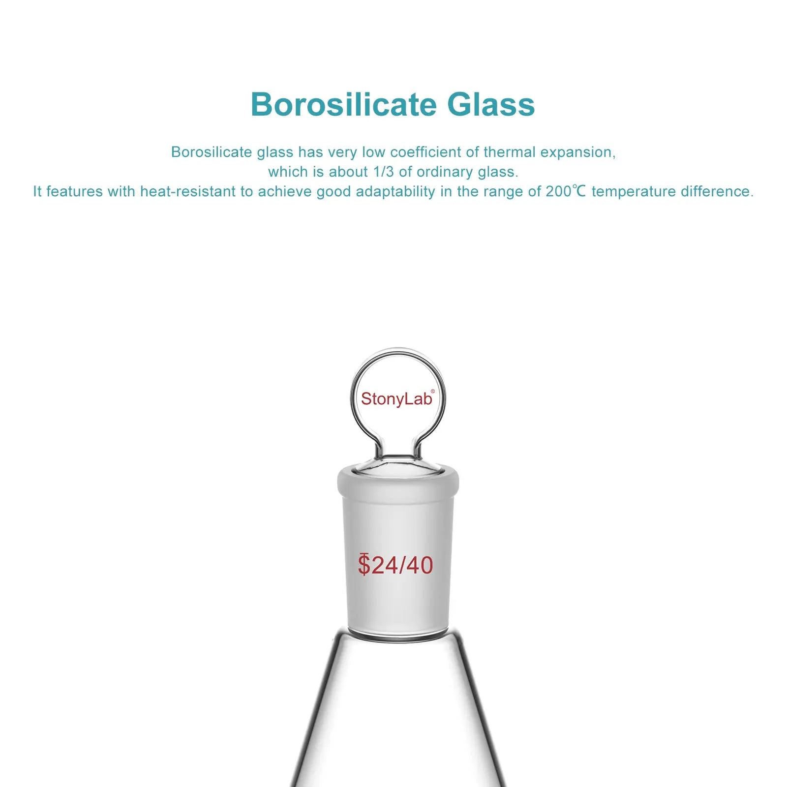 Erlenmeyer Flask with Glass Stopper, 24/40 Joint, 50-1000 ml Flasks-Erlenmeyer