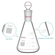 StonyLab Erlenmeyer Flask with Glass Stopper heavy duty chemical processing configuration