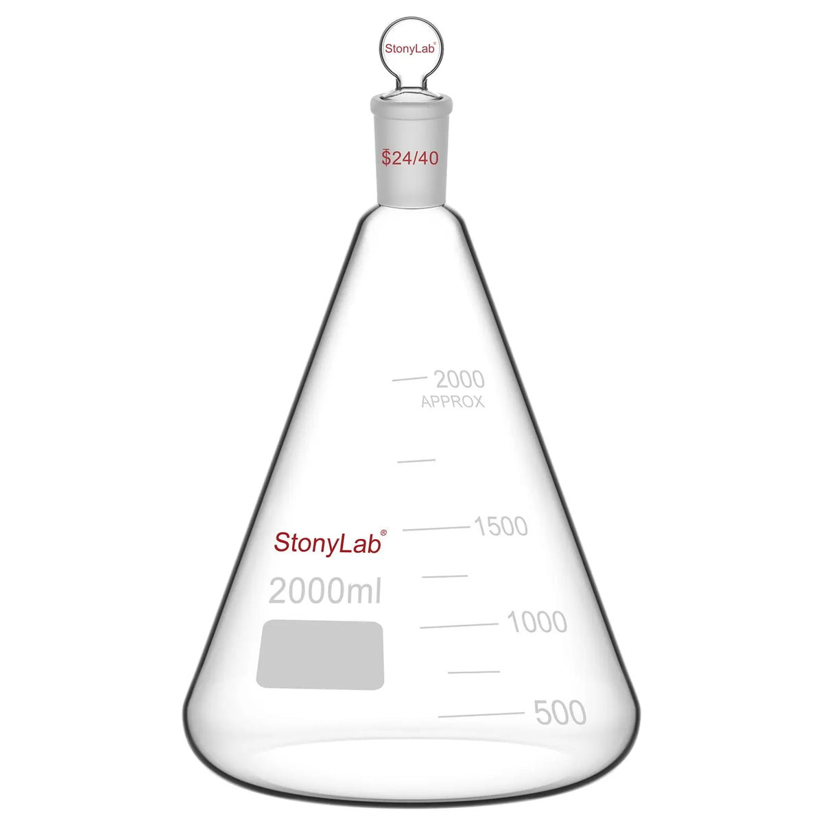 Erlenmeyer Flask with Glass Stopper, 24/40 Joint, 50-2000 ML Flasks-Erlenmeyer