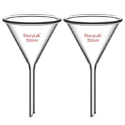 Borosilicate glass laboratory filter funnel for routine filtration and liquid transfer, available in 50–180 mm diameter sizes StonyLab