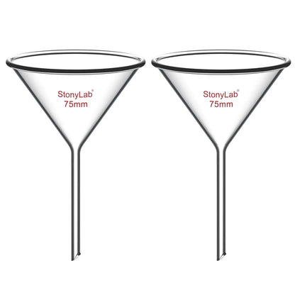 Borosilicate glass laboratory filter funnel for routine filtration and liquid transfer, available in 50–180 mm diameter sizes StonyLab
