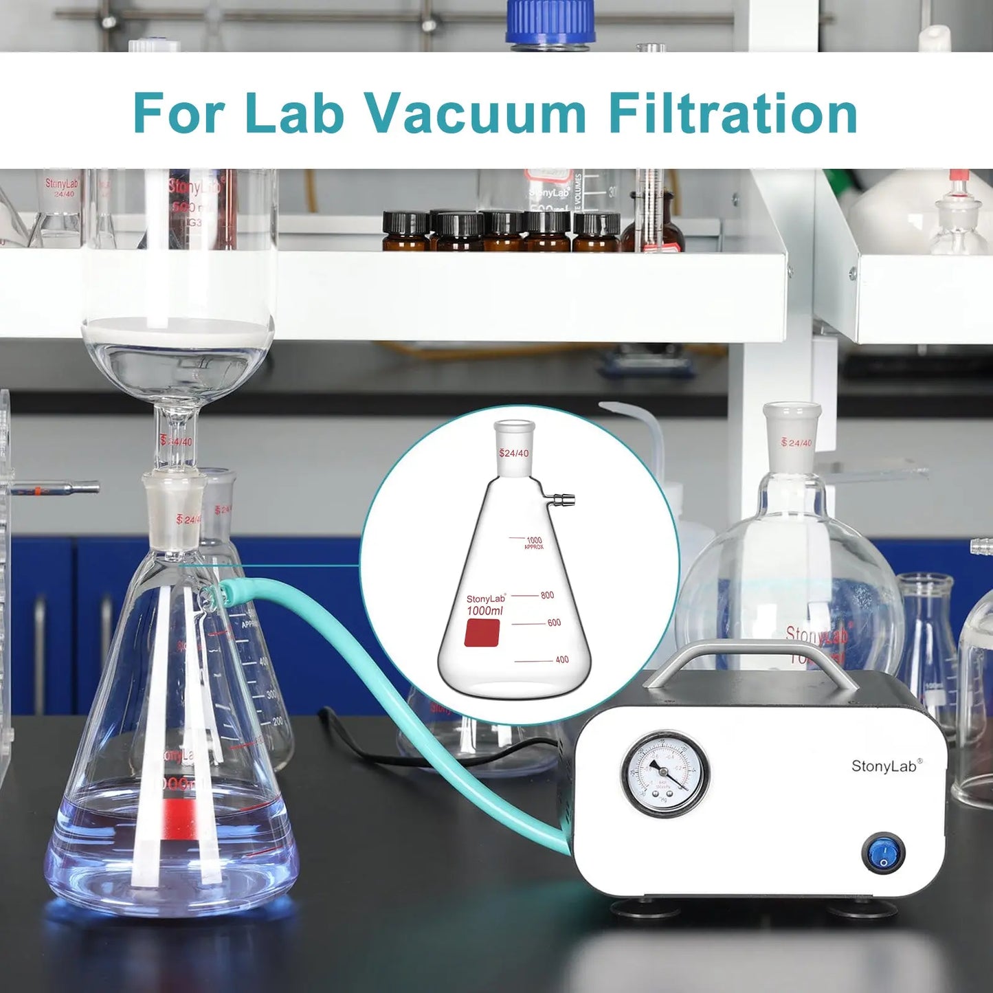 Filtering Flask, 24/40 Standard Taper Outer Joint, 50-1000 ml Flasks-Filtering