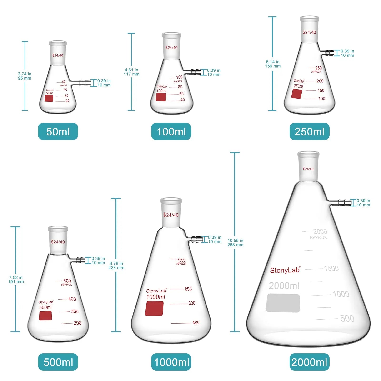 Close-up view showing the precise design and material of StonyLab Filtering Flask