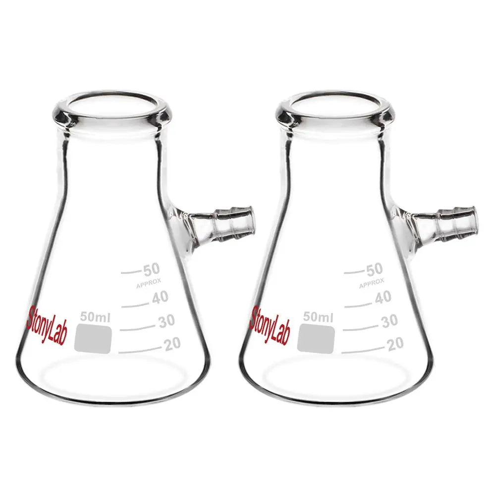 Filtering Flask, 50-2000 ml, 2 Pack - StonyLab Flasks - Erlenmeyer 50-ml