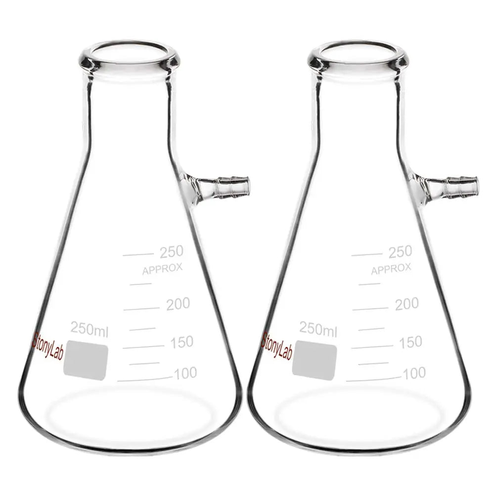Filtering Flask, 50-2000 ml, 2 Pack - StonyLab Flasks - Erlenmeyer 250-ml