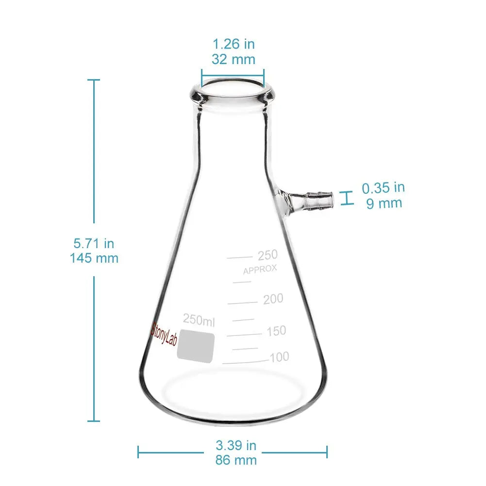 Filtering Flask, 50-2000 ml, 2 Pack - StonyLab Flasks - Erlenmeyer 