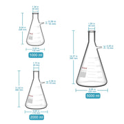 Side view and dimensional layout of the durable StonyLab Filtering Flask