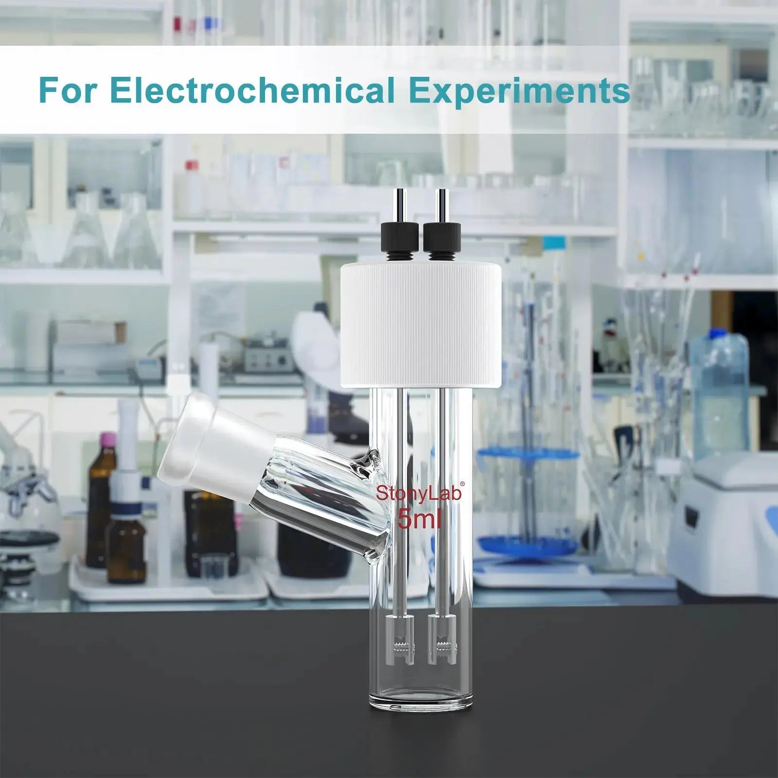 Comprehensive product view and setup components for StonyLab Flat-Bottom Sealed Tubular Electrolytic Cell with 14