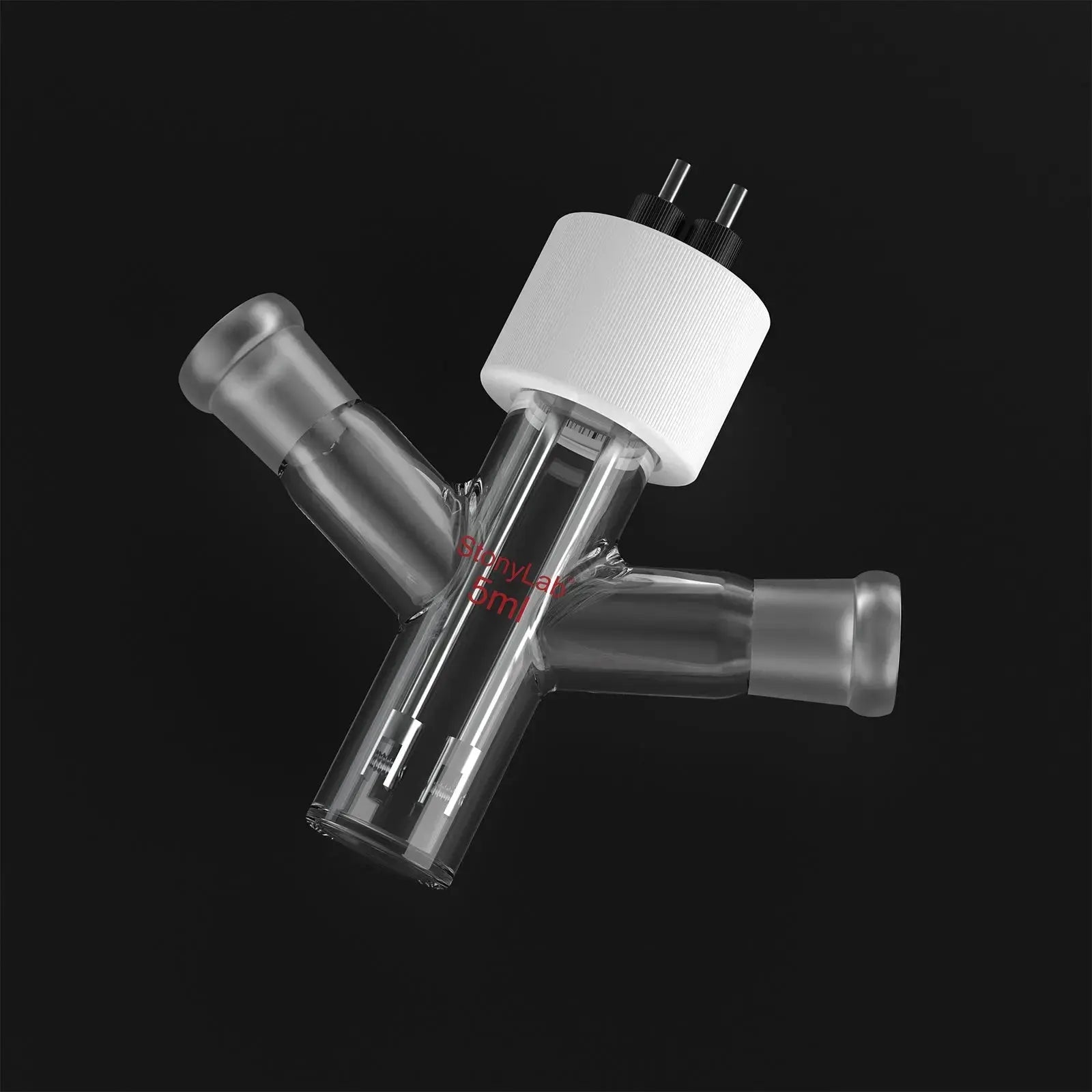 Alternative angle showing underlying build quality of StonyLab Flat-Bottom Sealed Tubular Electrolytic Cell with Dual 14