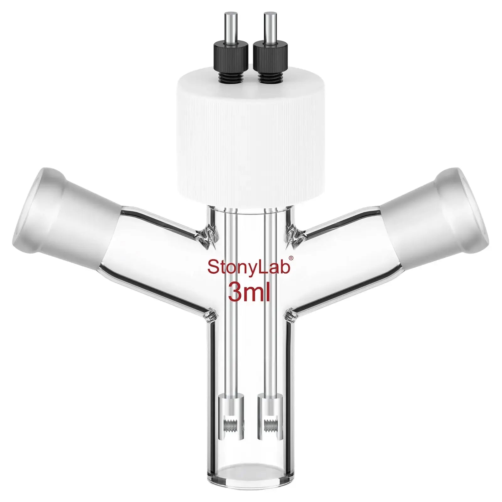 Comprehensive product view and setup components for StonyLab Flat-Bottom Sealed Tubular Electrolytic Cell with Dual 14