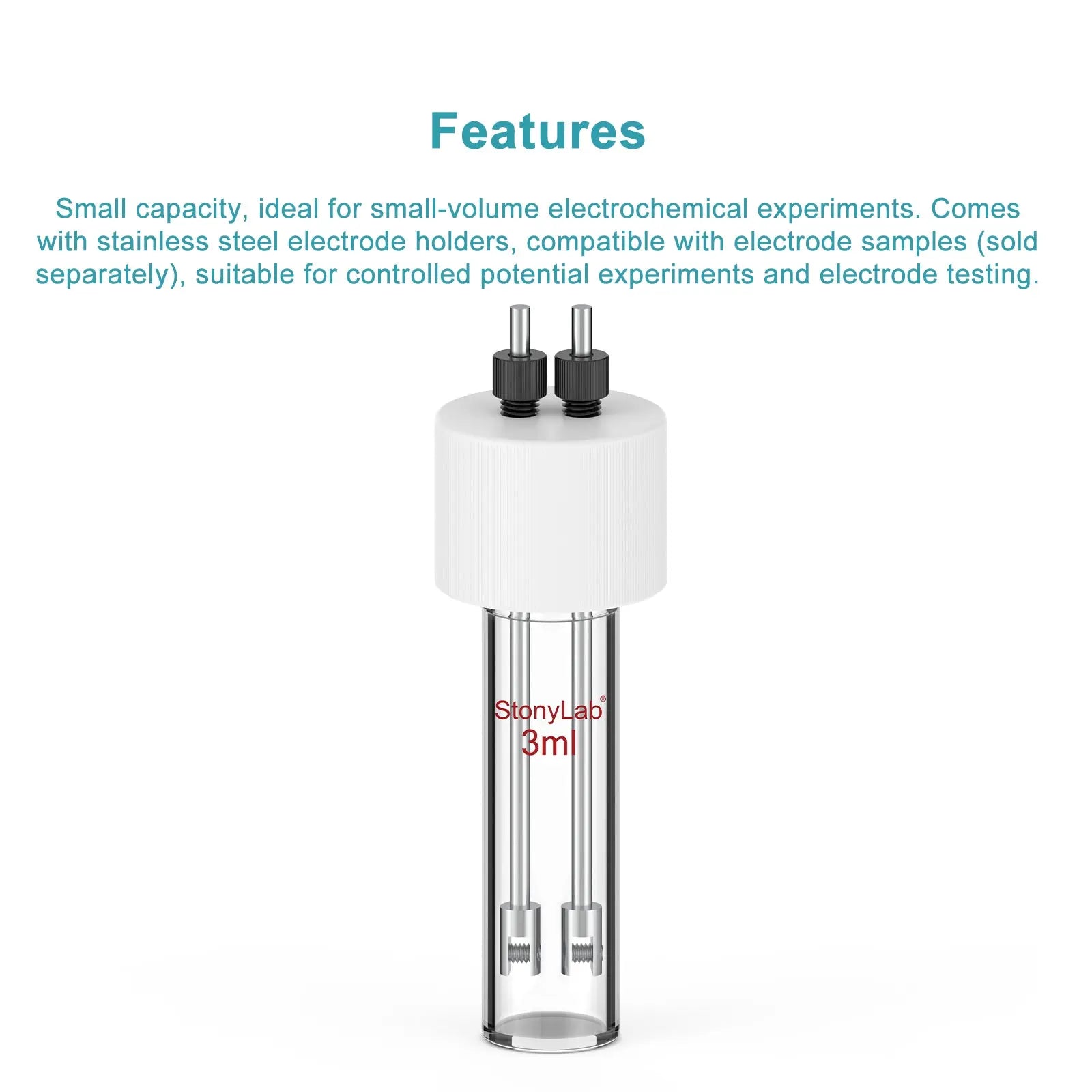 Flat-Bottom Sealed Tubular Electrolytic Cell, 3-10 ml Electrolyzer-Single Chamber