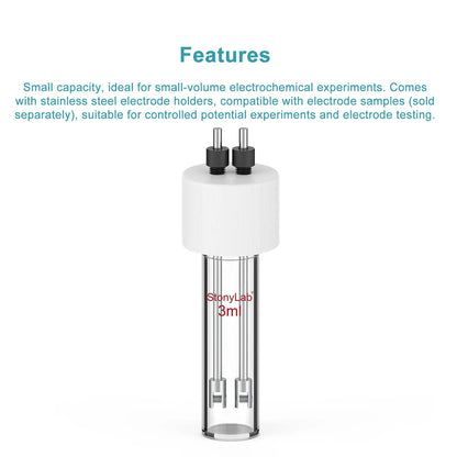 Flat-Bottom Sealed Tubular Electrolytic Cell, 3-10 ml Electrolyzer-Single Chamber