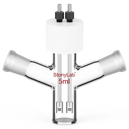 Flat-Bottom Sealed Tubular Electrolytic Cell, with two 14/20 Side Joints, 3-10 ml Electrolyzer-Single Chamber