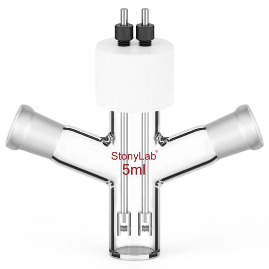 Flat-Bottom Sealed Tubular Electrolytic Cell, with two 14/20 Side Joints, 3-10 ml Electrolyzer-Single Chamber