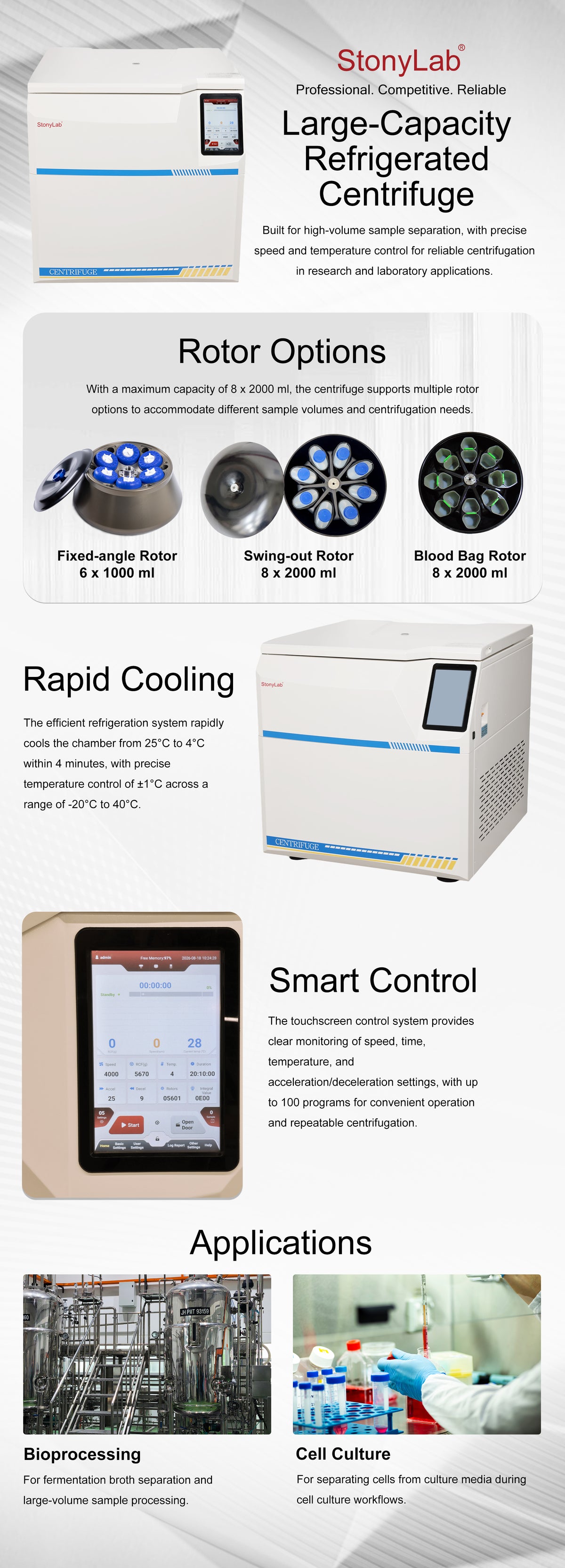 Floor-Standing Refrigerated Centrifuge Description