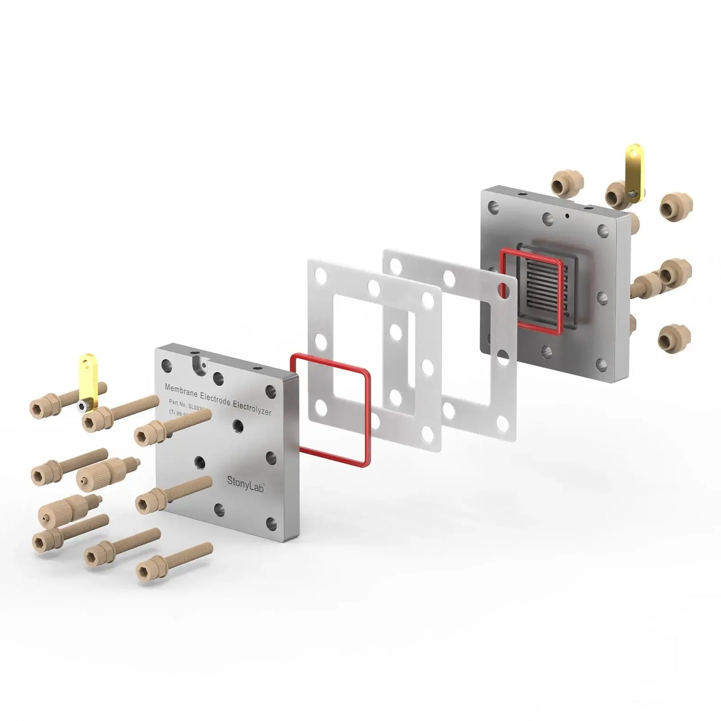 Flow Electrochemical Cell, MEA Membrane, 99.99% Purity Titanium Bipolar Plates and Reaction Area of 5 cm² Electrolyzer-MEA