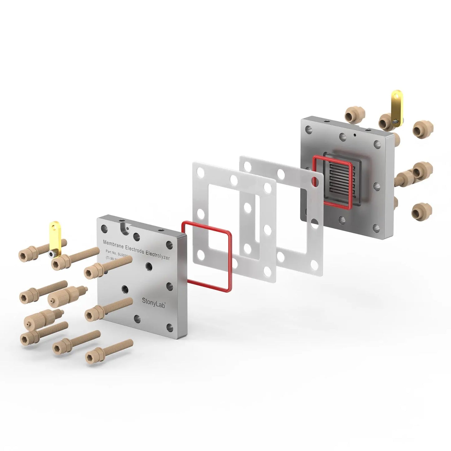 Flow Electrochemical Cell, MEA Membrane, 99.99% Purity Titanium Bipolar Plates and Reaction Area of 5 cm² Electrolyzer-MEA