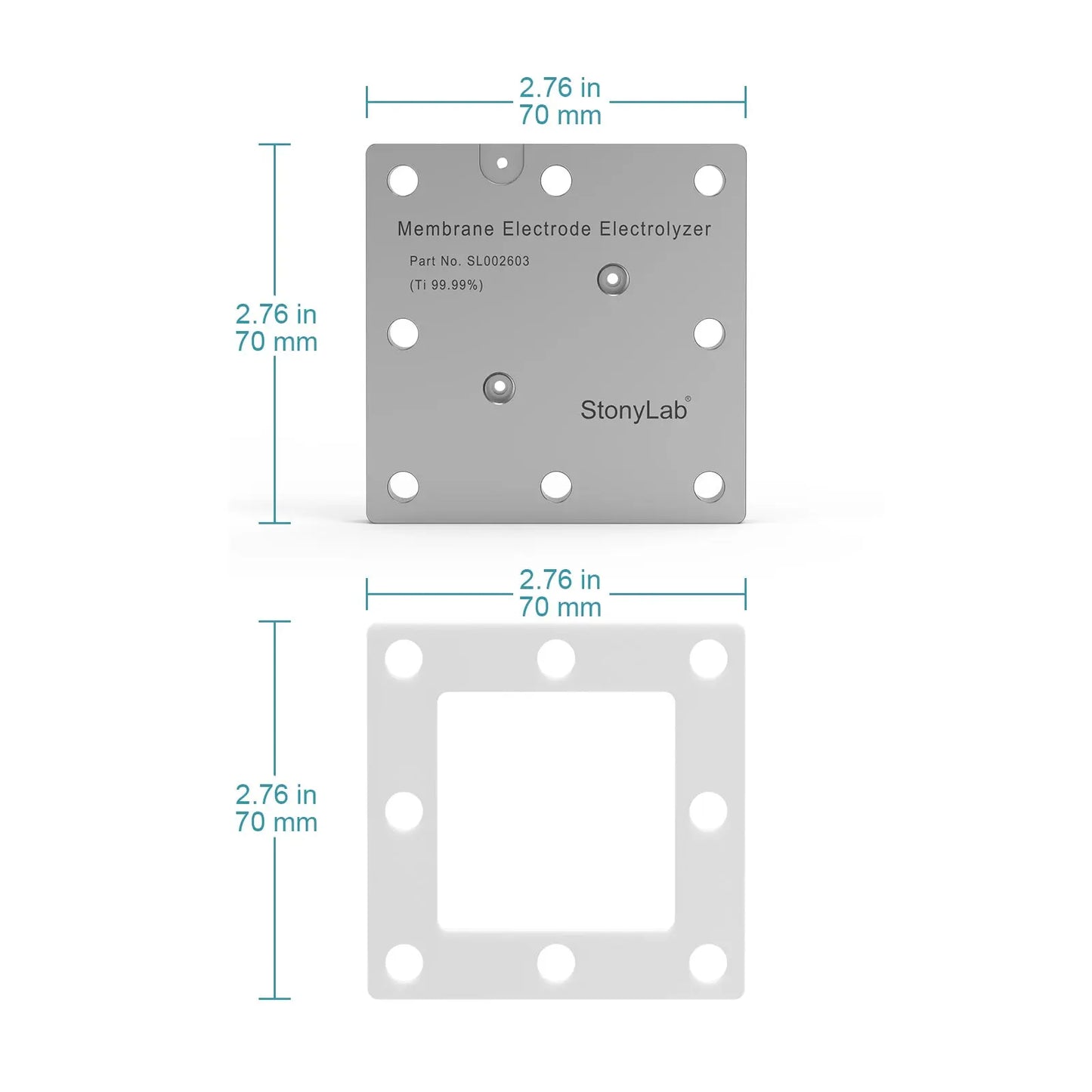 Flow Electrochemical Cell, MEA Membrane, 99.99% Purity Titanium Bipolar Plates and Reaction Area of 5 cm² Electrolyzer-MEA