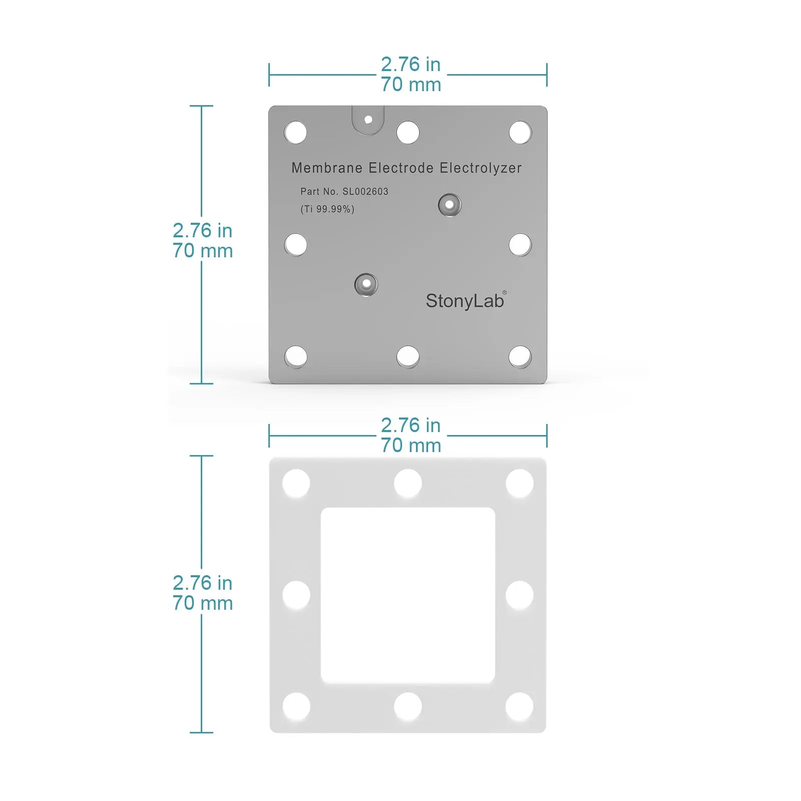 Flow Electrochemical Cell, MEA Membrane, 99.99% Purity Titanium Bipolar Plates and Reaction Area of 5 cm² Electrolyzer-MEA