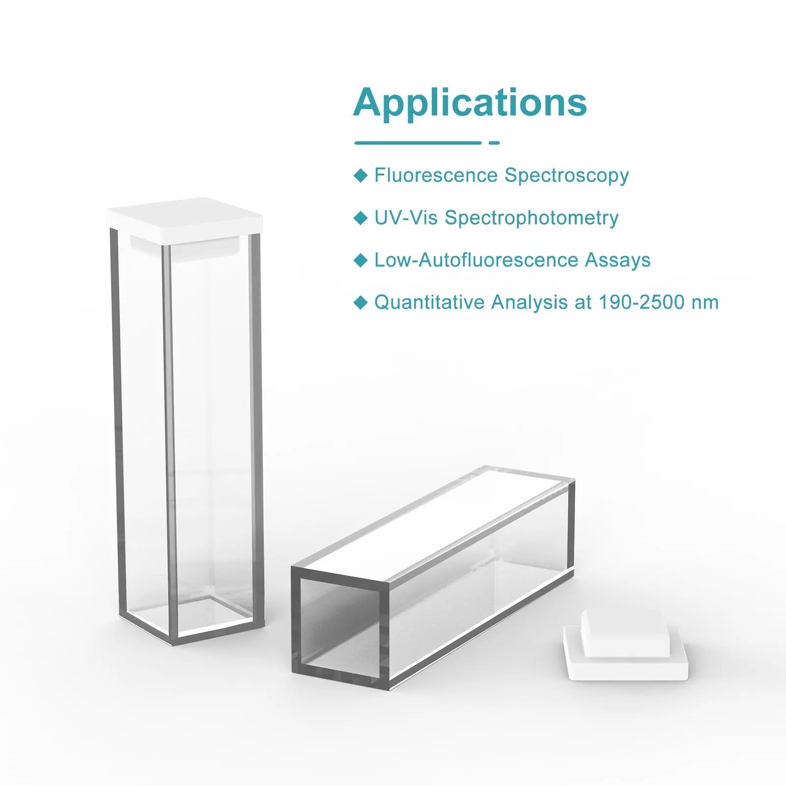 Alternative angle showing underlying build quality of StonyLab Fluorescence Quartz Cuvette