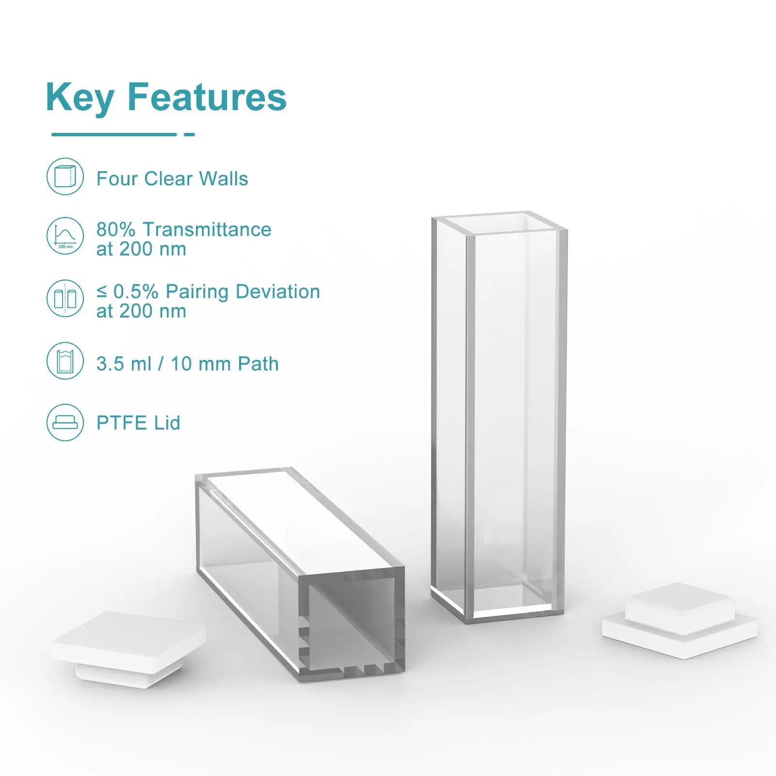 Detailed structural assembly component for StonyLab Fluorescence Quartz Cuvette