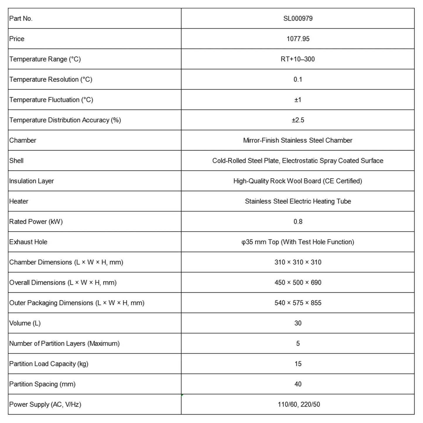 Forced Air Drying Oven, 30L, RT+10-250°C Oven-Forced Air Drying