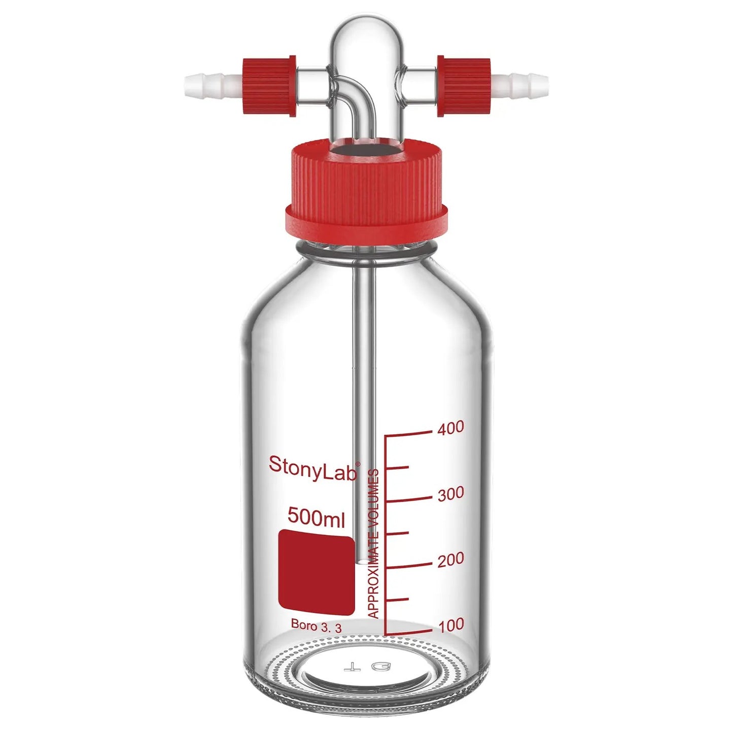 Gas Washing Bottle, Drechsel Head GL45 Screw Thread PP Cap, 250-500 ml Bottles-Bottle Bubblers