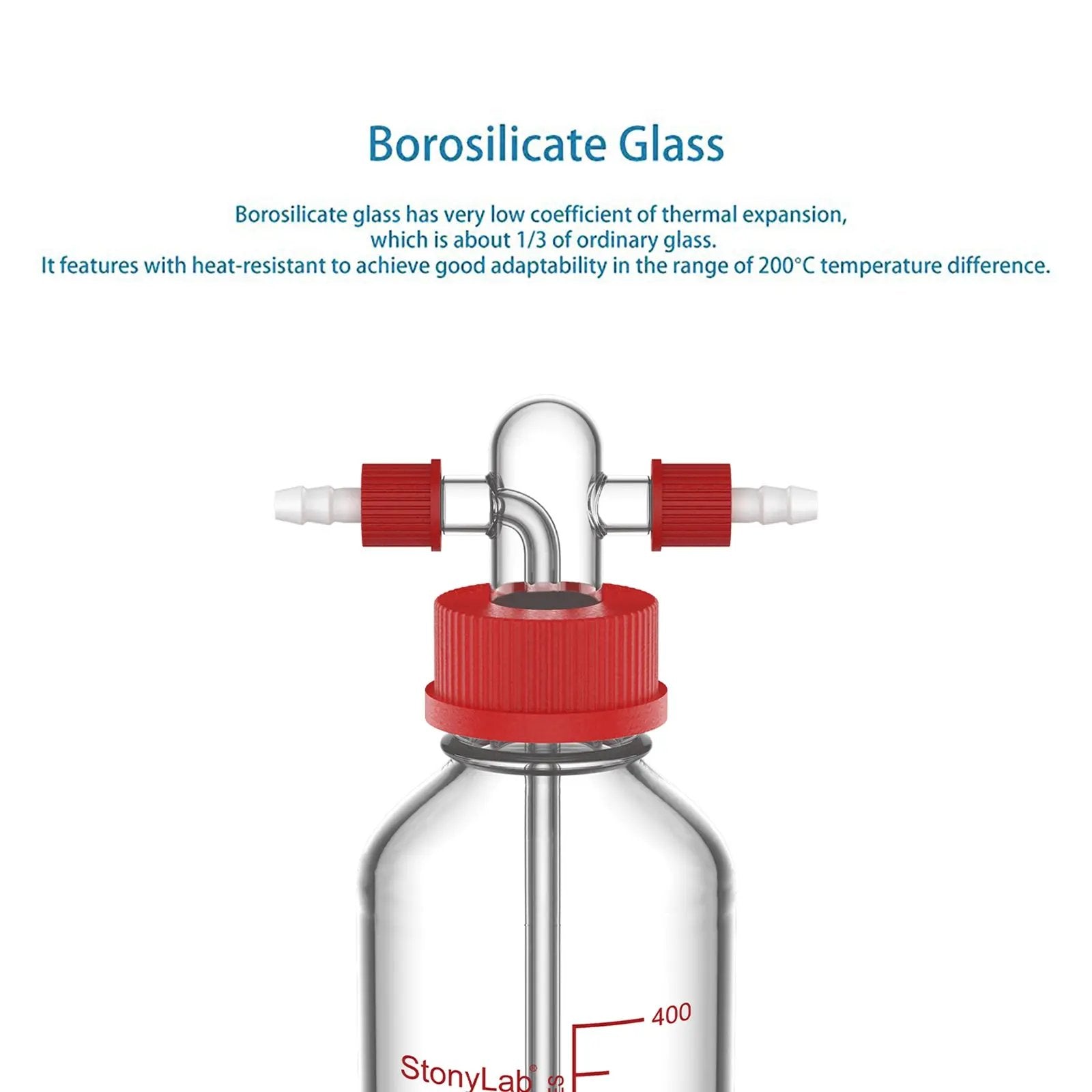 StonyLab Gas Washing Bottle with Straight Dispersion Tube heavy duty chemical processing configuration