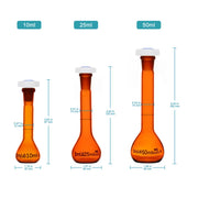 Close-up view showing the precise design and material of StonyLab Amber Volumetric Flask