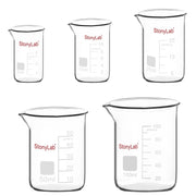 StonyLab Mixed Size Glass Beaker Set for professional laboratory applications