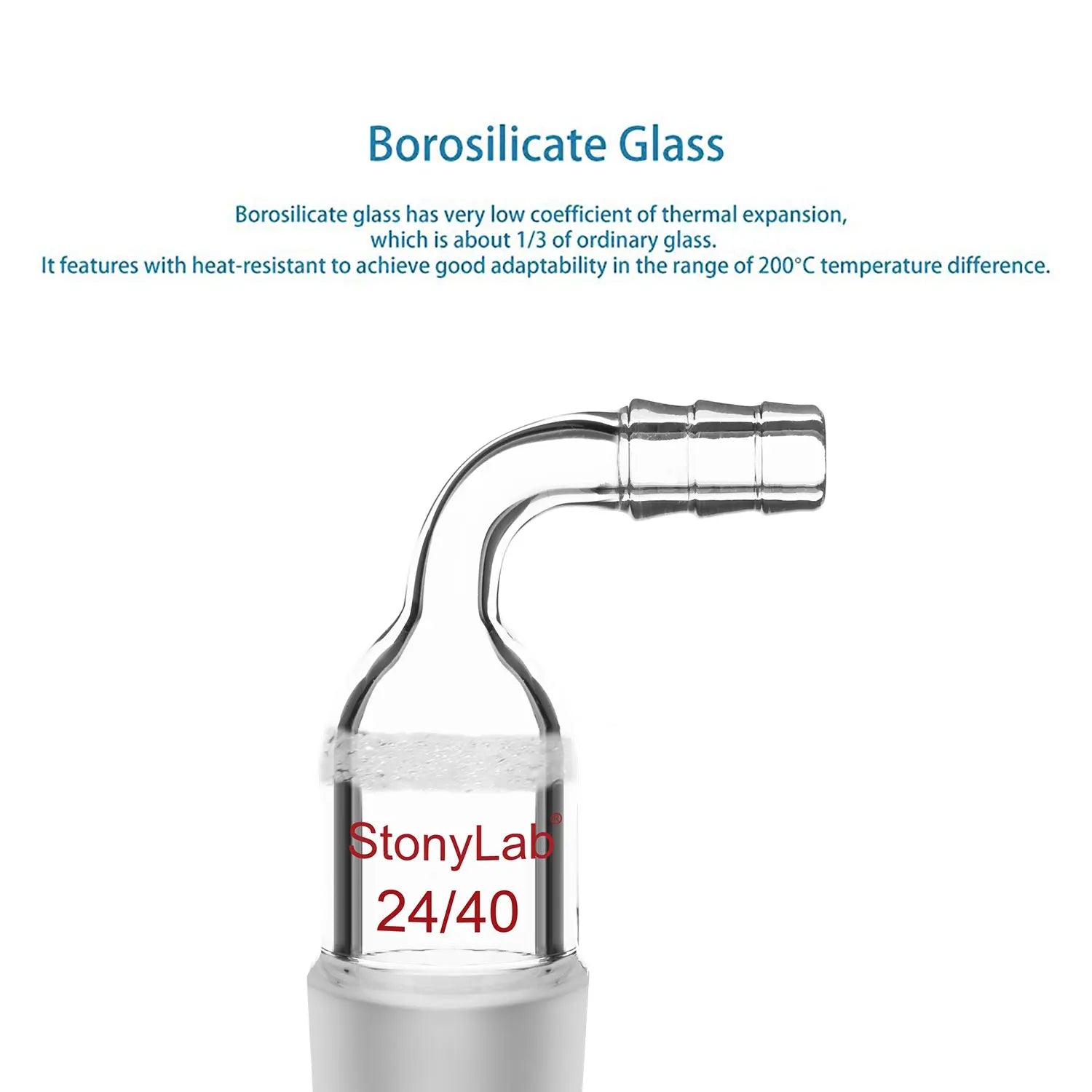 StonyLab Glass Bent Vacuum Adapter with G1 Type Frit heavy duty chemical processing configuration