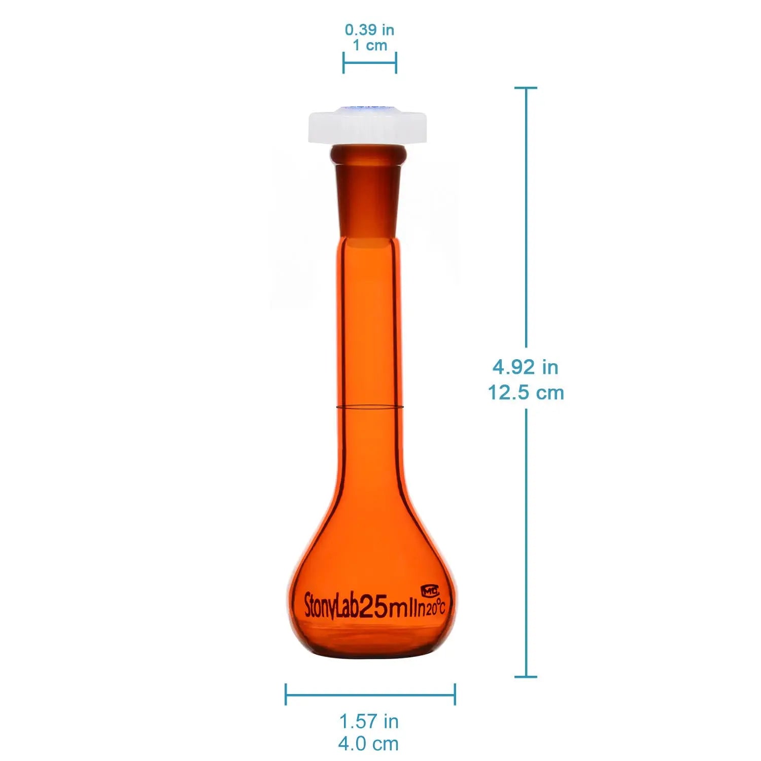 Glass Brown Volumetric Flask, Class A, 10 ml - StonyLab Flasks - Volumetric 