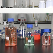 Comprehensive product view and setup components for StonyLab Media Storage Bottles with GL45 Blue Screw Cap