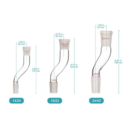 StonyLab Glass Offset Connecting Adapter 14/20–24/40 Joints