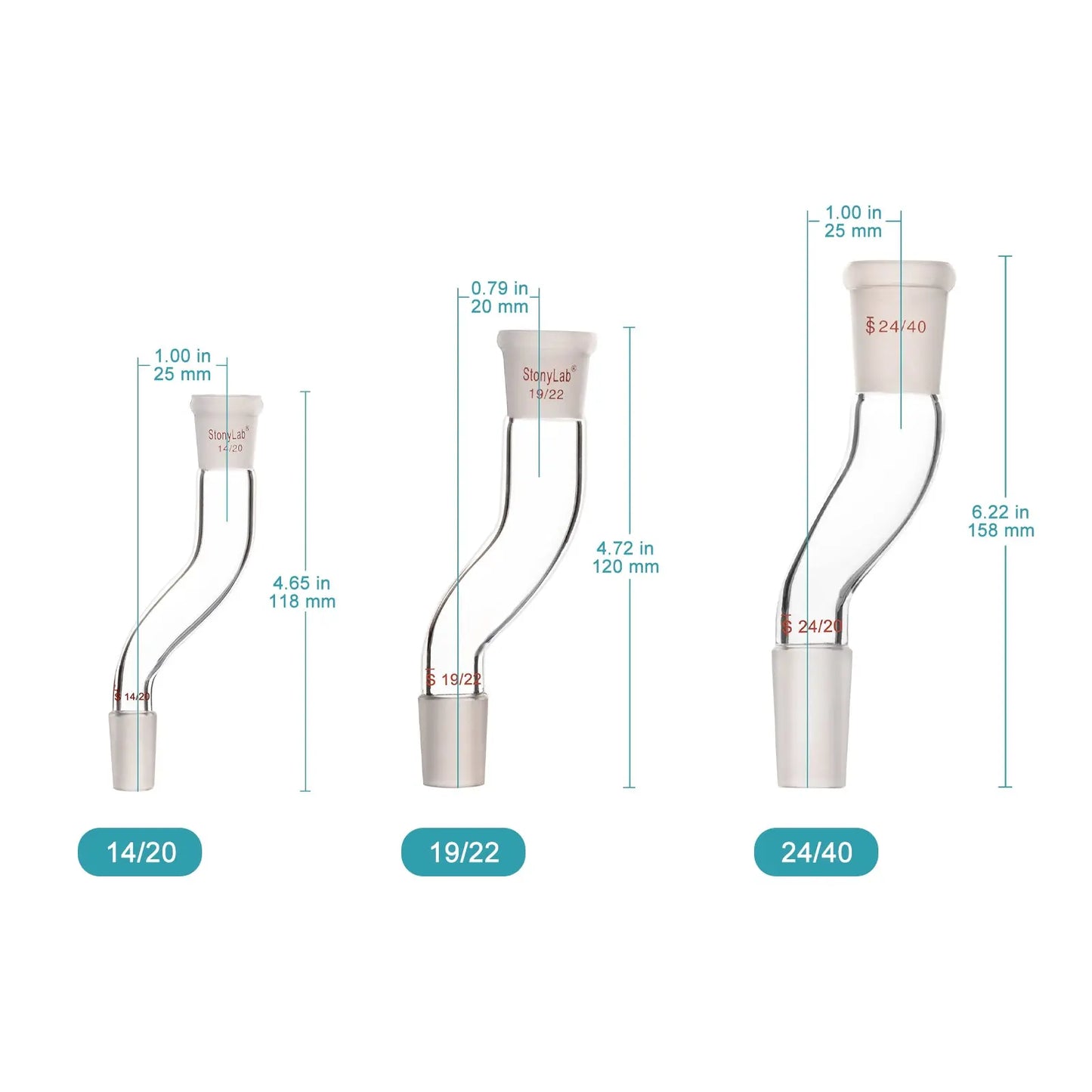 Glass Connecting Adapter, Offset Adapter with Standard Joints Adapters-Connecting