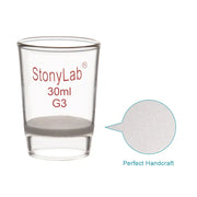 Laboratory glass Gooch filter crucible with integrated fritted disc for micro-scale filtration, clarification and particulate retention StonyLab