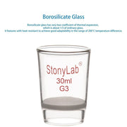 Laboratory glass Gooch filter crucible with integrated fritted disc for micro-scale filtration, clarification and particulate retention StonyLab