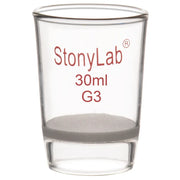 Laboratory glass Gooch filter crucible with integrated fritted disc for micro-scale filtration, clarification and particulate retention StonyLab