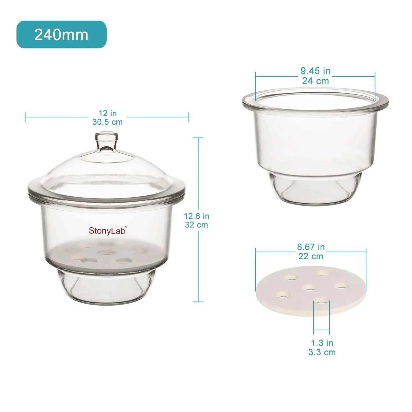 Detailed structural assembly component for StonyLab Glass Desiccator