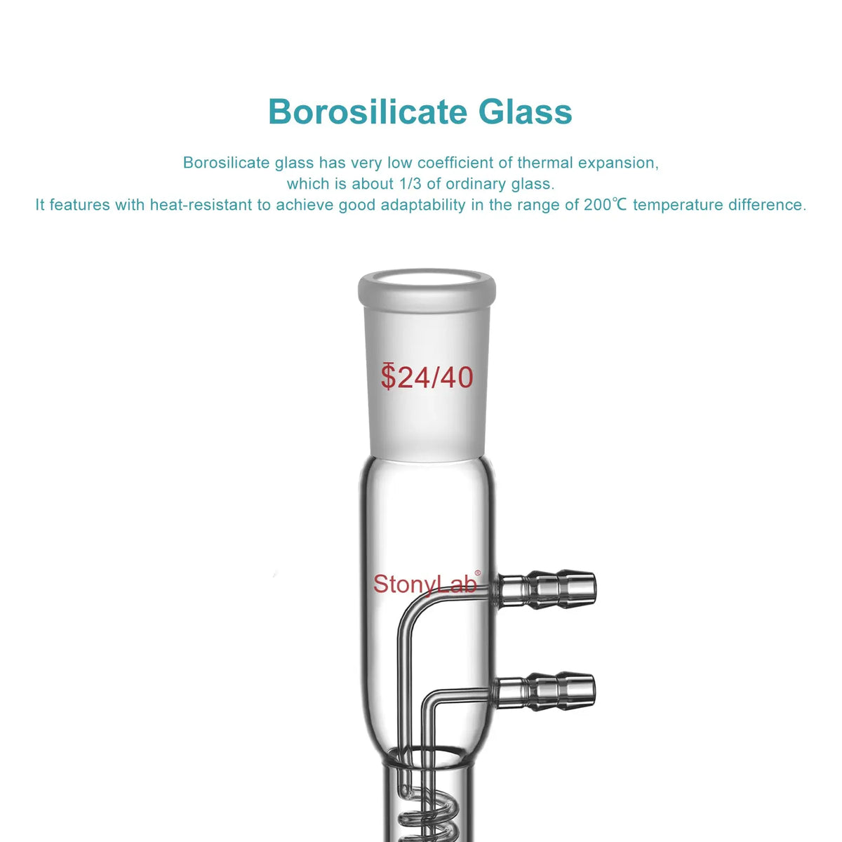 Glass Dimroth Coil Reflux Condenser with 24/40 Joints and Hose Connections Condensers-Graham Condensers