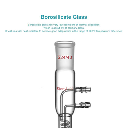 Glass Dimroth Coil Reflux Condenser with 24/40 Joints and Hose Connections Condensers-Graham Condensers