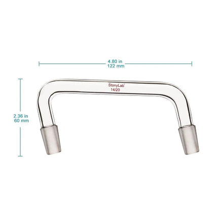 Glass Distilling Adapter with 75 Degree and 105 Degree Bent Adapters - Distilling