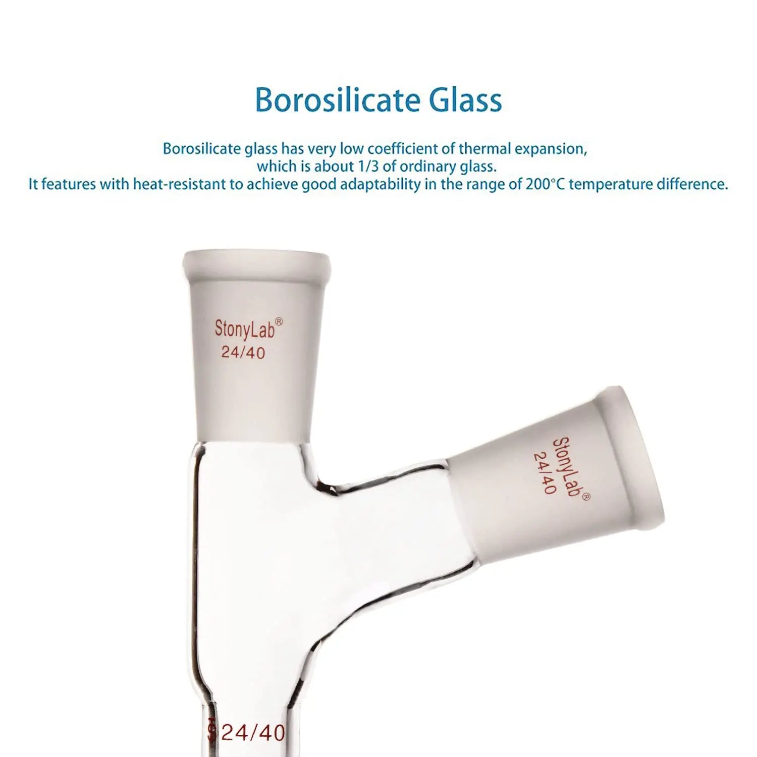 Side view and dimensional layout of the durable StonyLab Glass Connecting Adapter