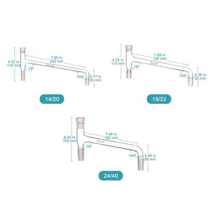 Glass Distilling Adapter, 75 Degree Bent Adapter Adapters-Distilling
