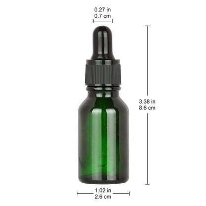 Glass Dropper Bottle with Inner Plug and Label (15 ml, Green) - StonyLab Bottles - Dropper Bottles 