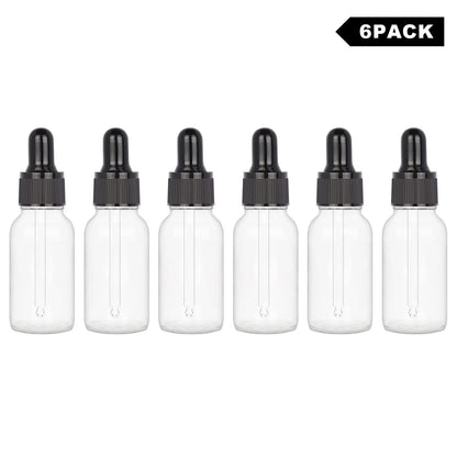 Glass Dropper Bottle with Inner Plug and Label (15 ml, Transparent) Bottles - Dropper Bottles 6-Pack