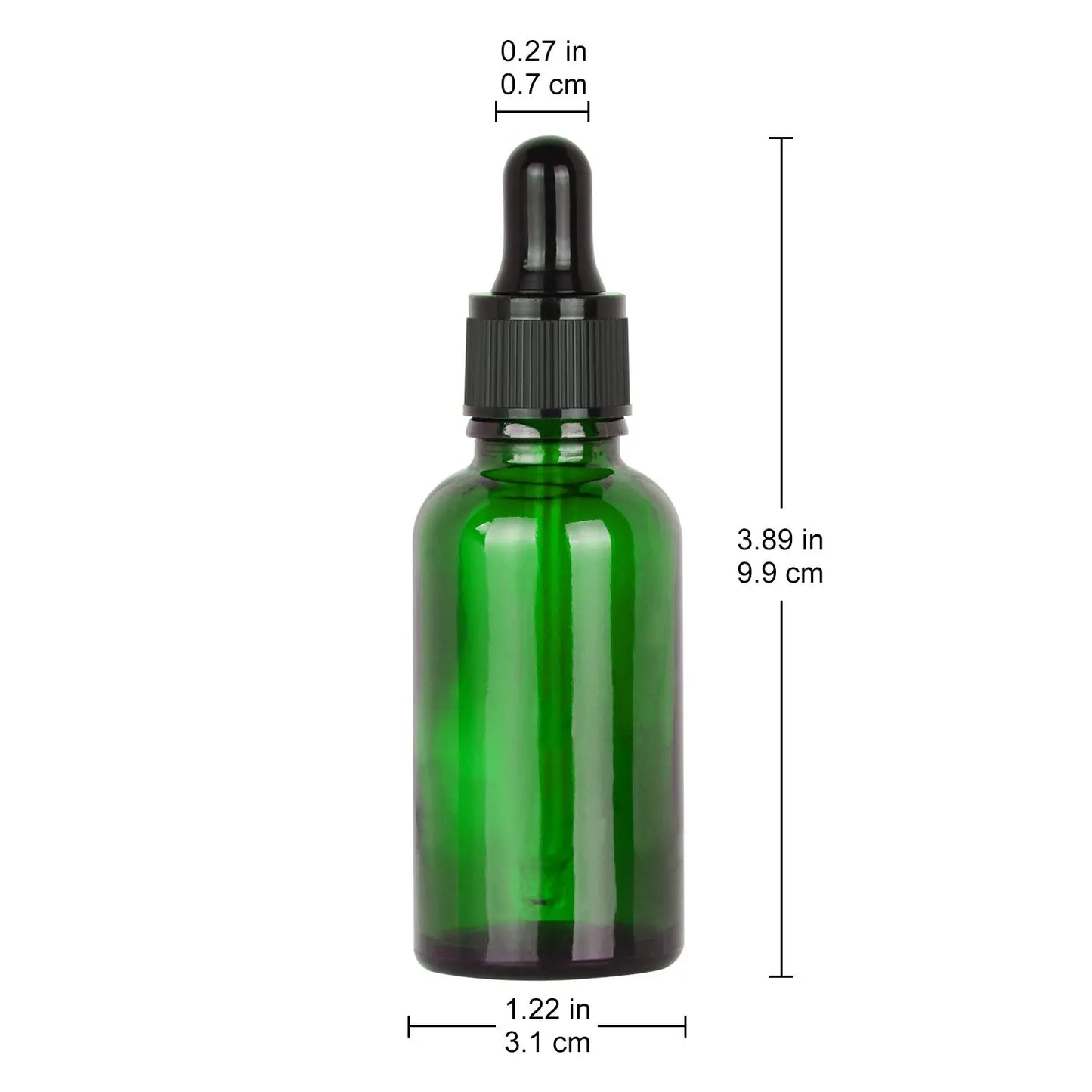 Glass Dropper Bottle with Inner Plug and Label (30 ml, Green) - StonyLab Bottles - Dropper Bottles 