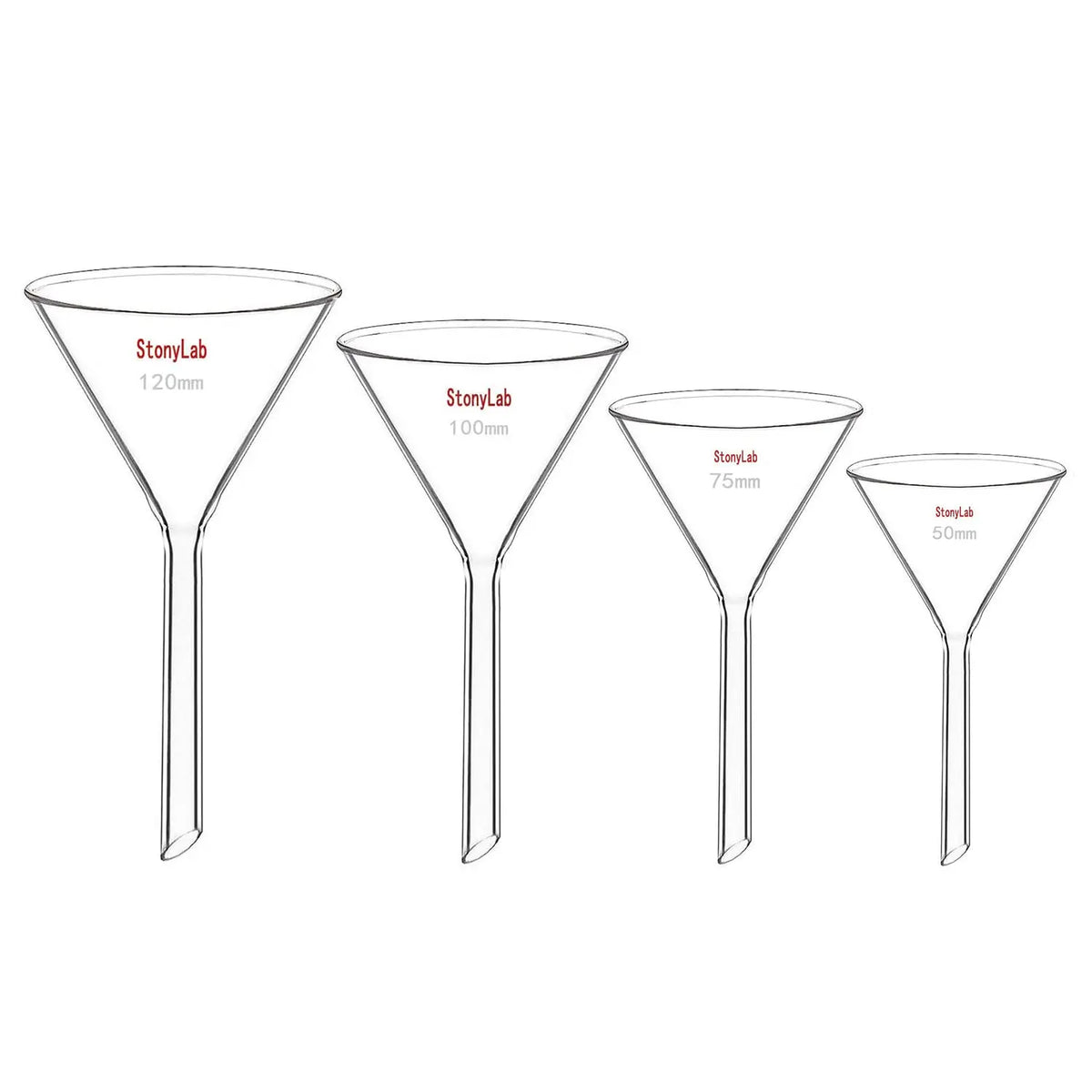 Funnell Sizes Glass Funnel Set, Borosilicate Glass Short Stem Funnel - StonyLab